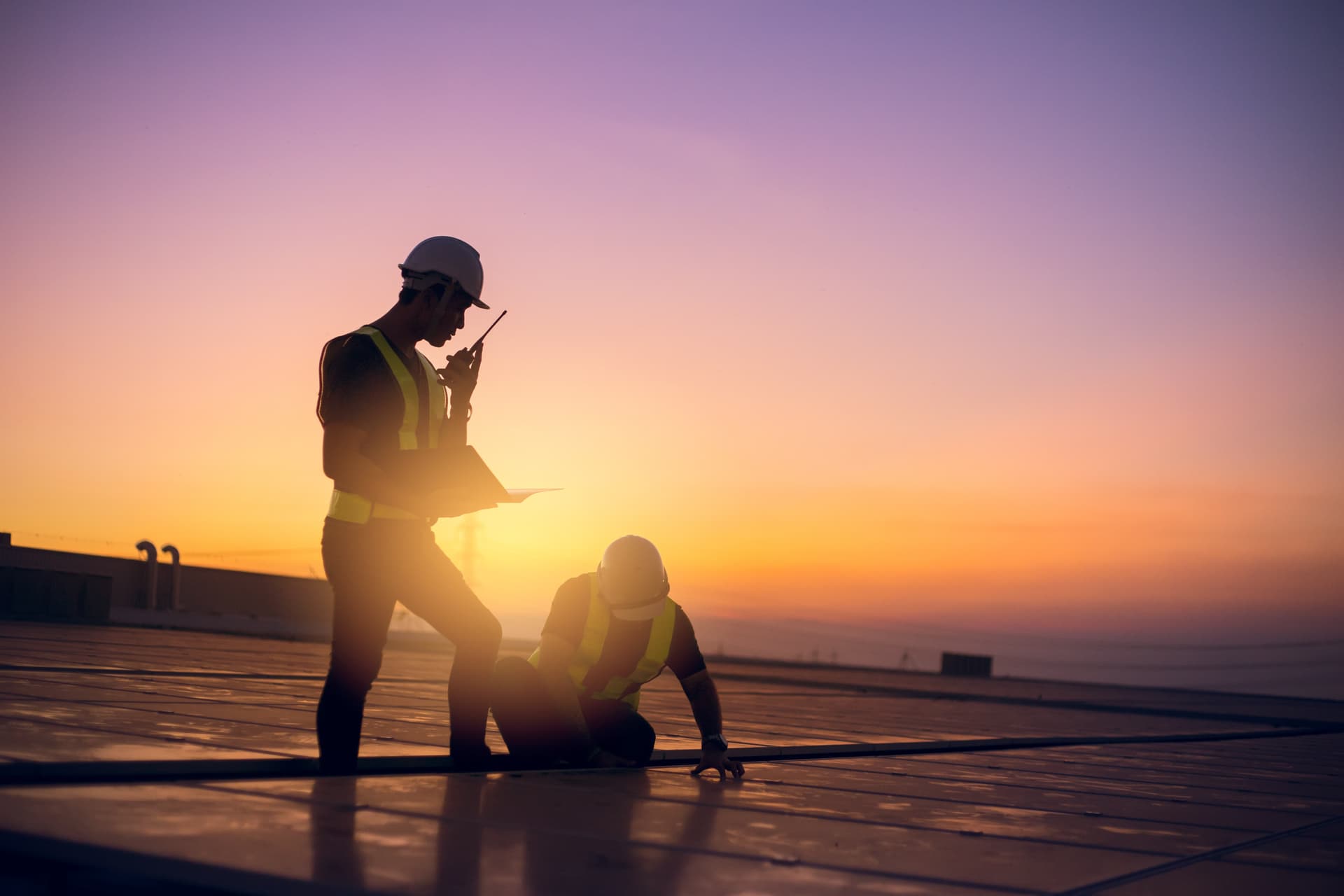Solar panel technician at work