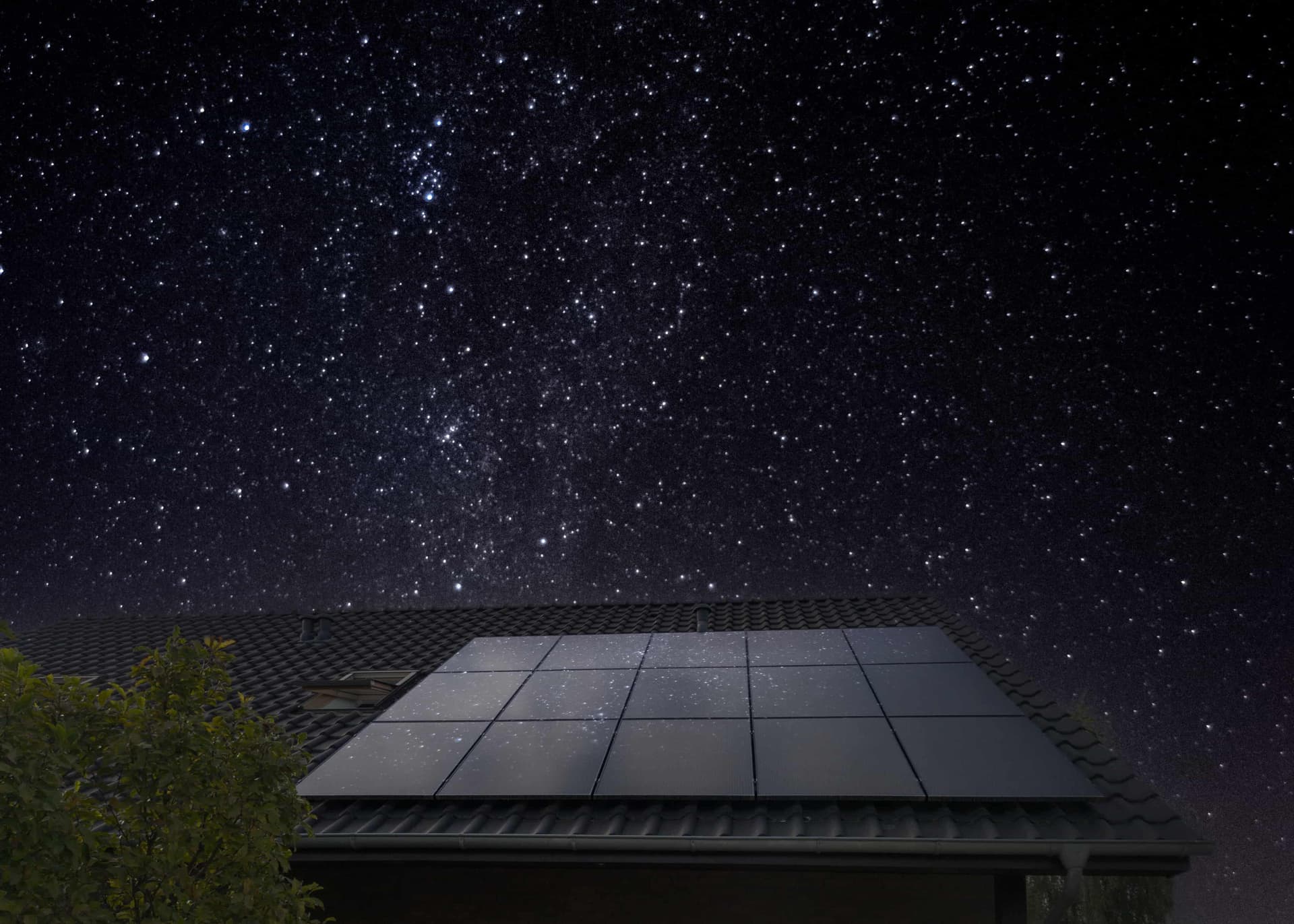 Solar panels at night